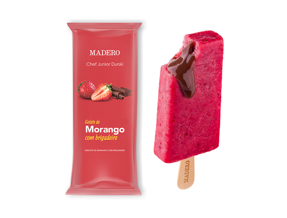 Gelato de Morango com Brigadeiro